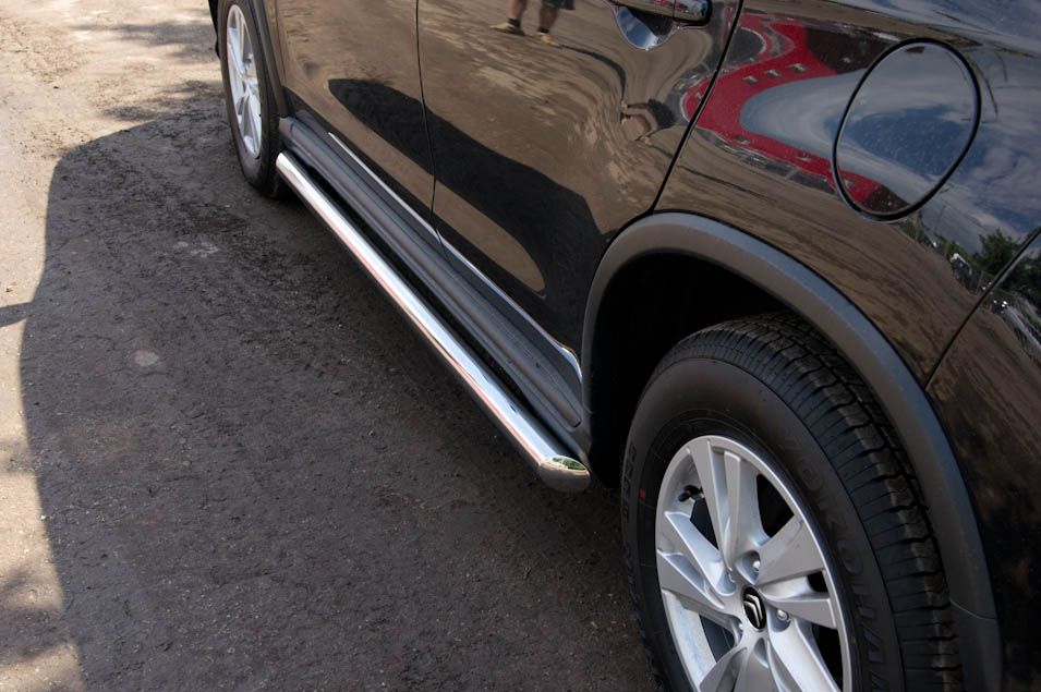 Защита порогов RusStal труба d76 (вариант 1) для Citroen C-Crosser 2007-2013. Артикул CCT-0001761