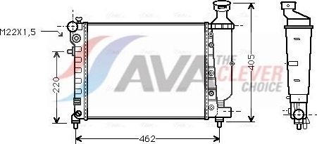 Радиатор охлаждения двигателя AVA ** CLEVER FIT ** для Peugeot 106 I 1991-1996. Артикул PEA2012