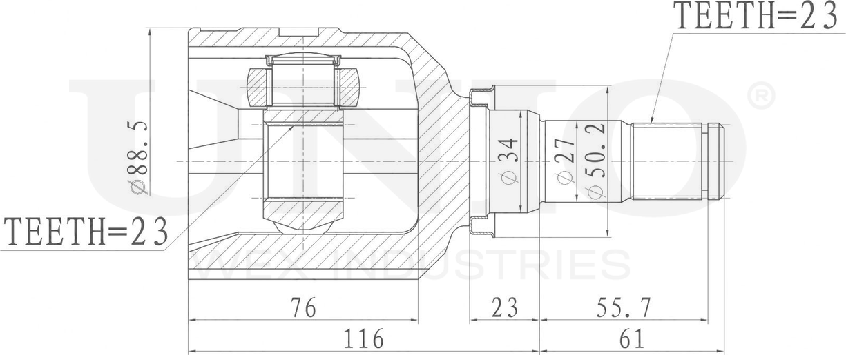 ШРУС внутренний (Unio). Артикул CVJ-30008