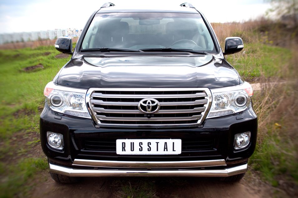 Защита RusStal переднего бампера 76/75х42 (сек-овал) для Toyota Land Cruiser 200 2012-2015. Артикул TLCZ-000514