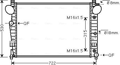 Радиатор охлаждения двигателя AVA. Артикул MSA2301
