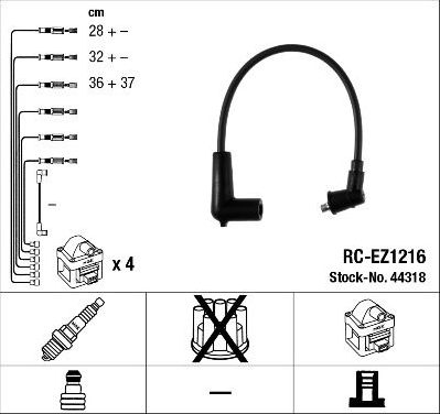 Высоковольтные провода (провода зажигания) (комплект) NGK. Артикул 44318
