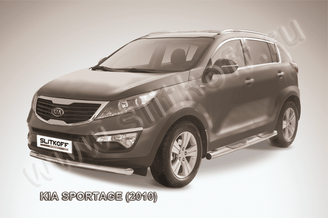 Защита Slitkoff переднего бампера d76 для Kia Sportage III 2010-2014. Артикул KSP010-003