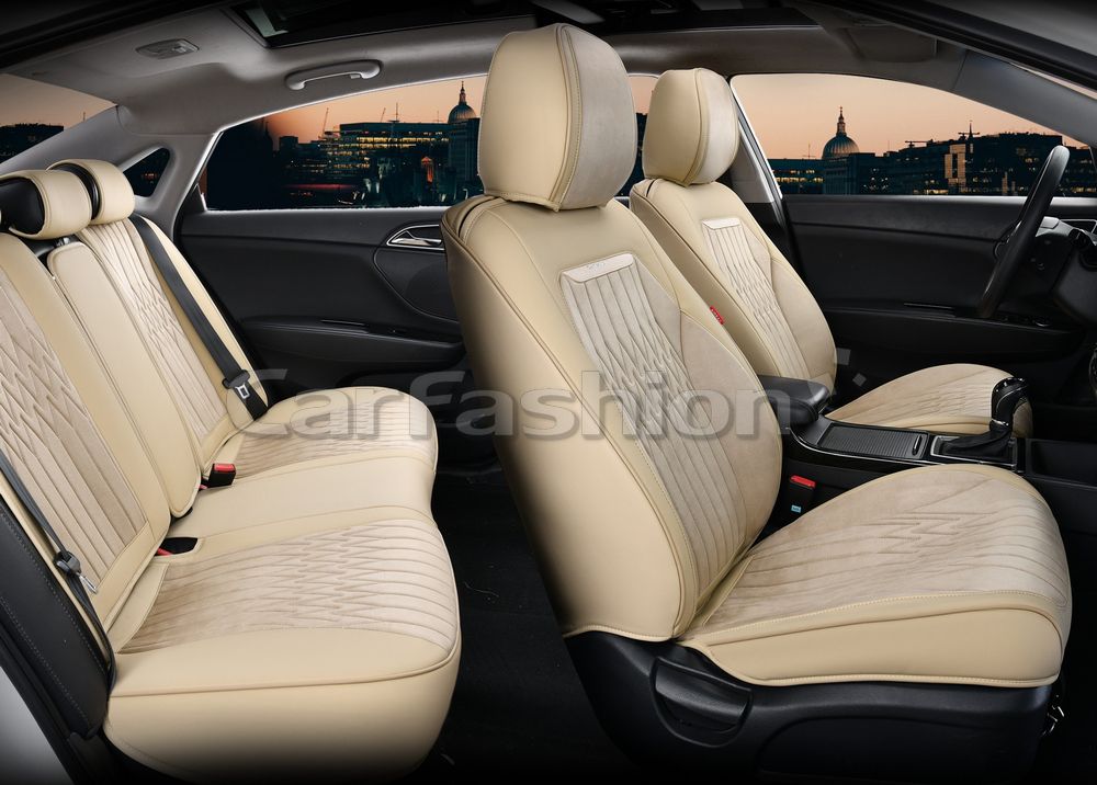 Чехлы универсальные каркасные CarFashion 5D Gothic Plus на сидения авто, цвет Бежевый/Бежевый/Бежевый. Артикул 27291