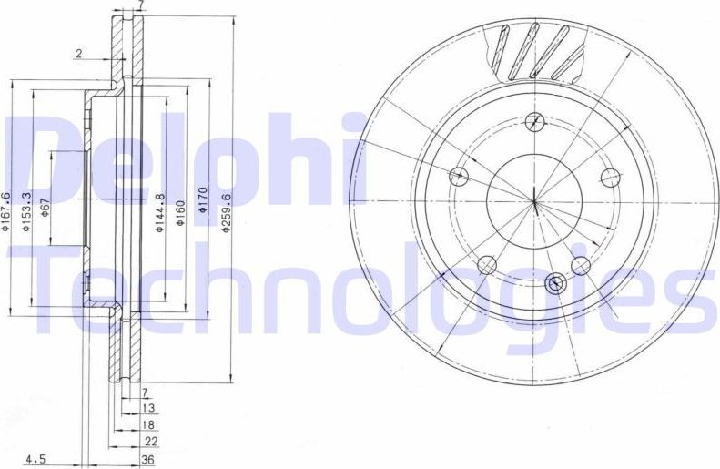Тормозной диск Delphi. Артикул BG3395