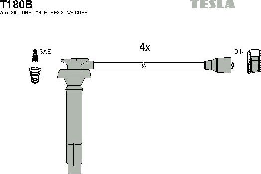 Высоковольтные провода (провода зажигания) (комплект) Tesla для Subaru Forester I 1998-2002. Артикул T180B
