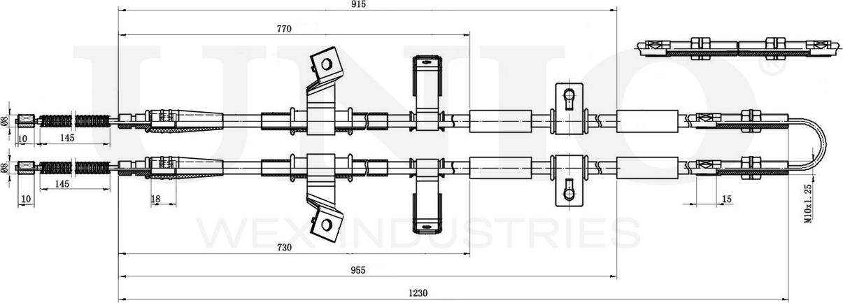 Трос ручного тормоза (Unio). Артикул CAB-60001