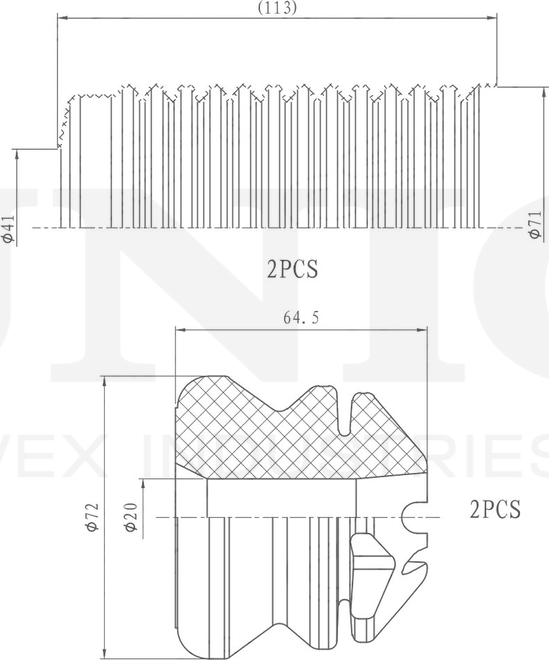 Отбойник и пыльник амортизатора, комплект (Unio). Артикул DUC-50101