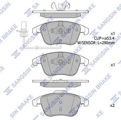 Тормозные колодки Sangsin Hi-Q. Артикул SP2144