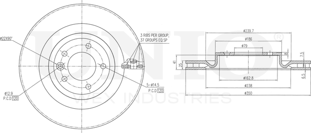 Диск тормозной (Unio). Артикул BRD-20568