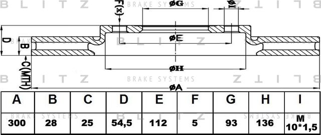 Диск тормозной передний вентилируемый Ford Transit 2.3-2.4TDCi/3.2TDCi 2006 (Blitz). Артикул BS0239