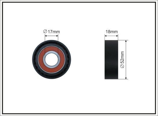 Натяжной ролик (натяжитель) приводного поликлинового ремня Caffaro (полимерный материал). Артикул 04-00