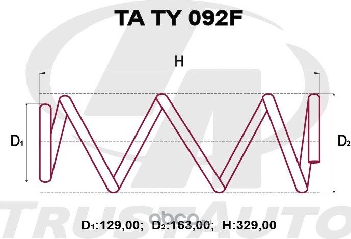 Пружина подвески усиленная () (Trustauto). Артикул TATY092F