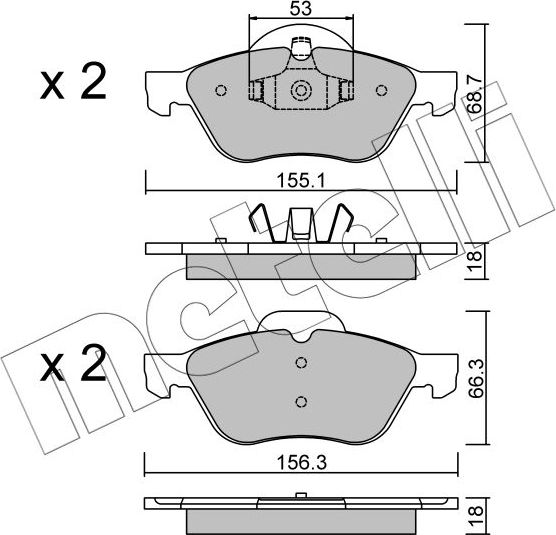 Тормозные колодки Metelli. Артикул 22-0335-0