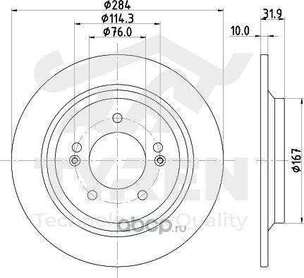 Тормозной диск (Tyren). Артикул TYR1114611