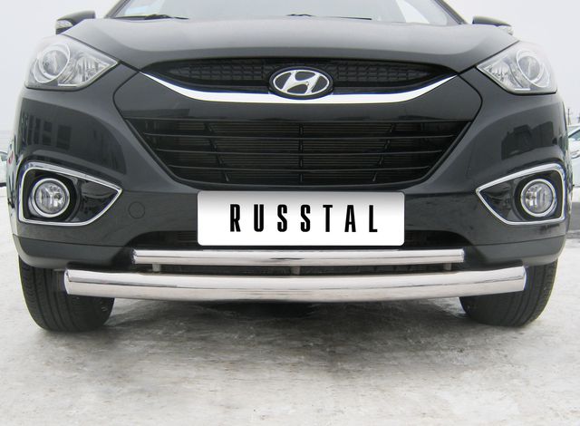 Защита RusStal переднего бампера d76/42 (дуга) для Hyundai ix35 2009-2024. Артикул HIZ-000178