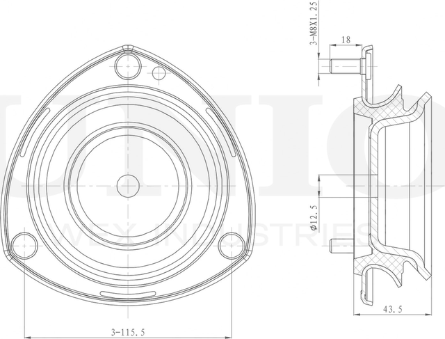 Опора амортизационной стойки (Unio). Артикул RMP-13104