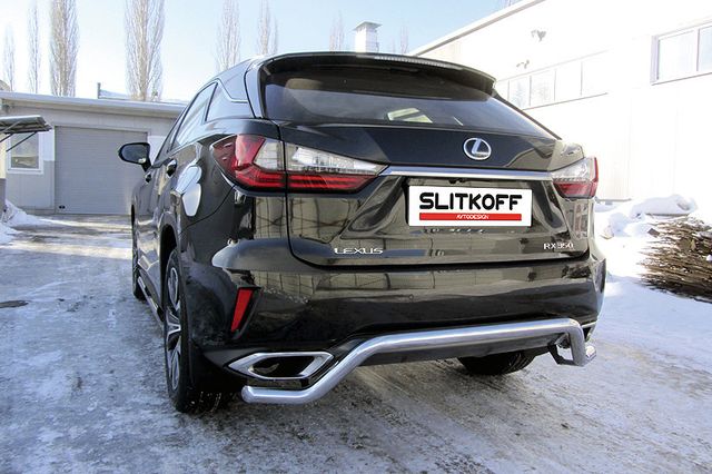 Защита Slitkoff заднего бампера d57 волна для Lexus RX350 IV 2015-2026. Артикул LRX15-006