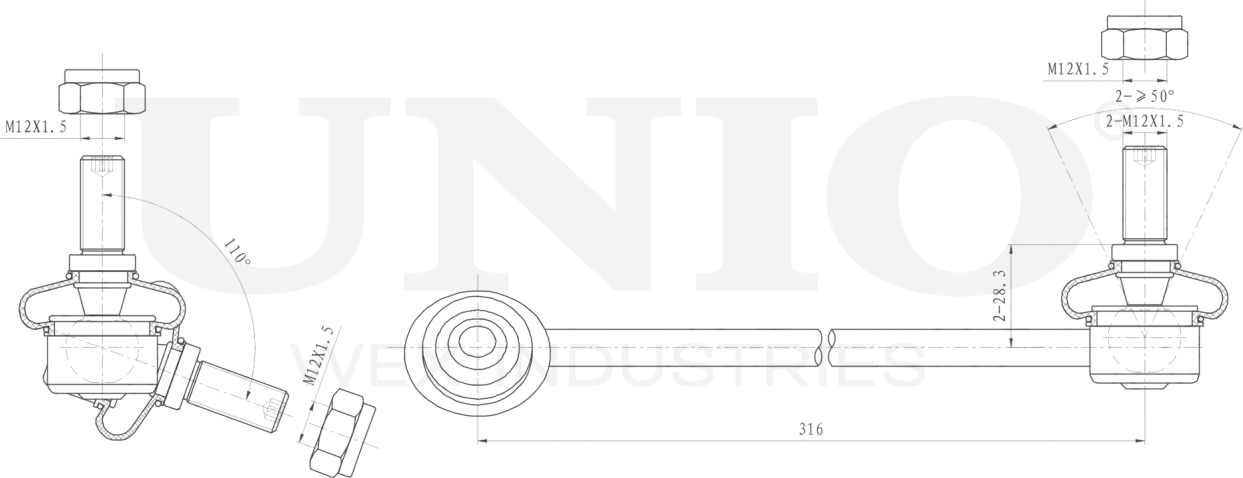 Тяга/стойка стабилизатора (Unio). Артикул SSP-50305