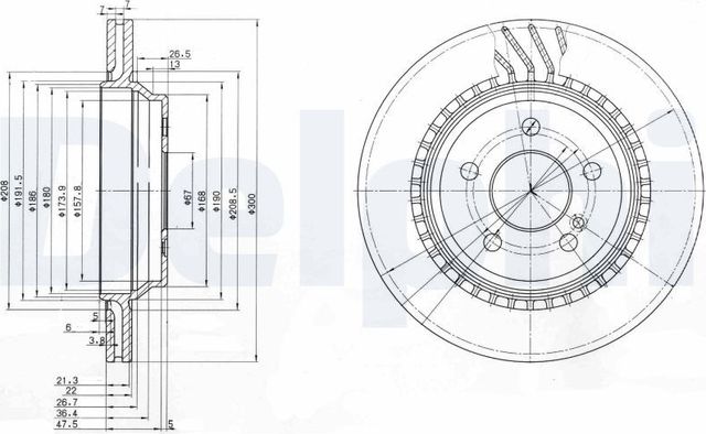 Тормозной диск Delphi задний для Chrysler Crossfire 2004-2006. Артикул BG3726
