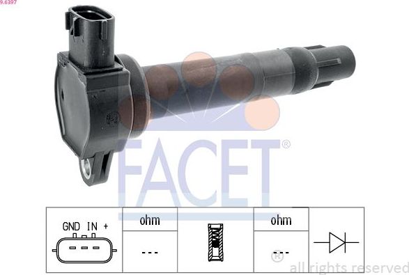 Катушка зажигания Facet Made in Italy - OE Equivalent. Артикул 9.6397