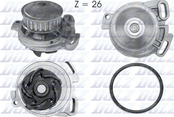 Помпа (водяной насос) Dolz для Audi S2 I 1990-1992. Артикул A152