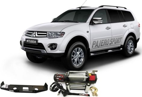 Установочный комплект 4x4Sport с лебедкой 4Revo SRX10000 электрическая 12V 10000 lbs 4535 кг (стальной трос) для Mitsubishi Pajero Sport II 2008-2016. Артикул SET-L200MP-W103A