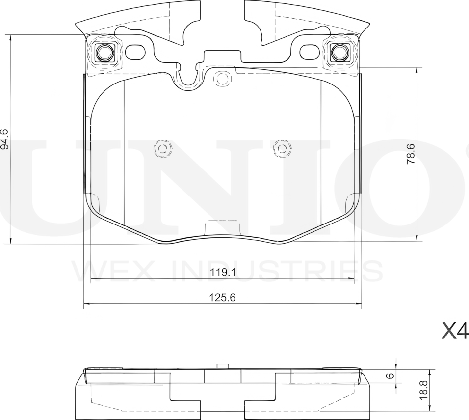 Колодки тормозные диск. передние BMW 5 (G30,G31) 16-, X5 (G05) 18-, 3 (G20,G21) 18- (Unio). Артикул BRP-20200