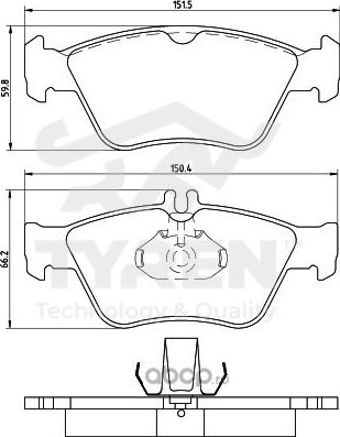 Дисковые тормозные колодки (Tyren). Артикул TYR1215241