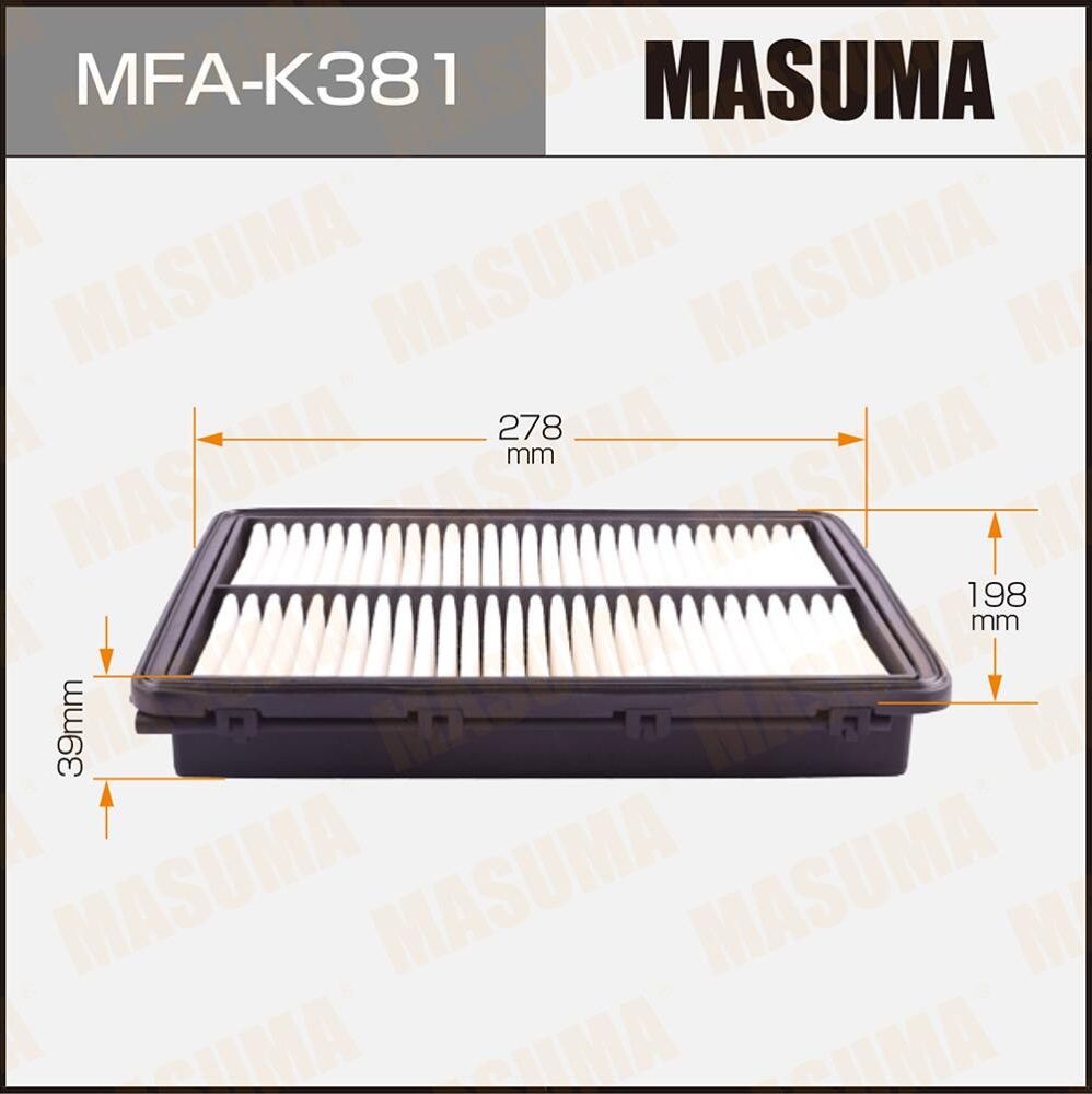 Воздушный фильтр Masuma. Артикул MFA-K381