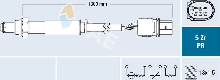 Лямбда-зонд (кислородный датчик) FAE. Артикул 75098