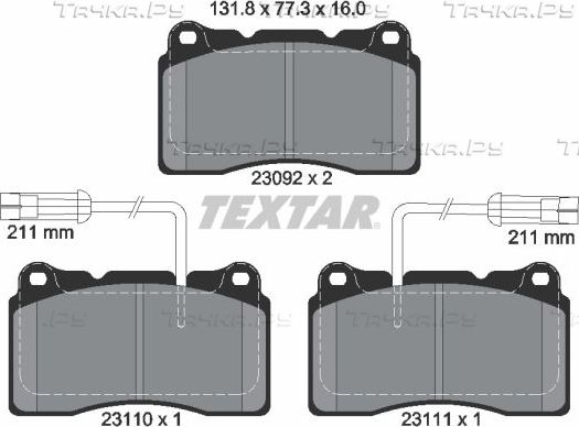 Тормозные колодки Textar Q+ передние для Alfa Romeo Brera 2006-2011. Артикул 2309201