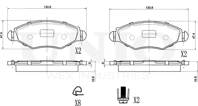 Колодки тормозные дисковые, комплект (Unio). Артикул BRP-20020
