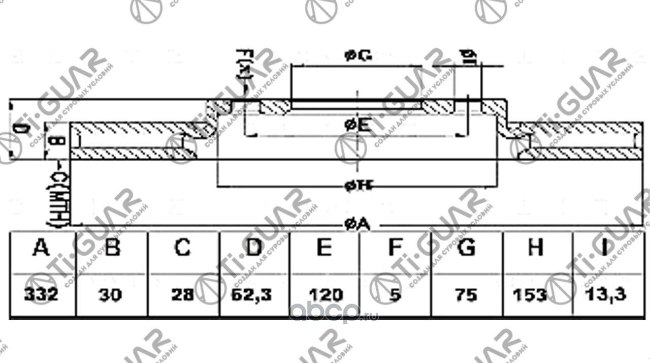 Диск тормозной (TI-Guar). Артикул TG34116793245