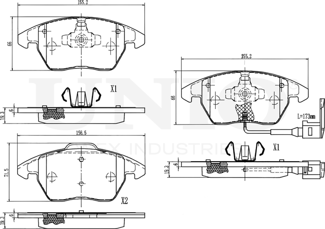 Колодки тормозные дисковые, комплект (Unio). Артикул BRP-20066