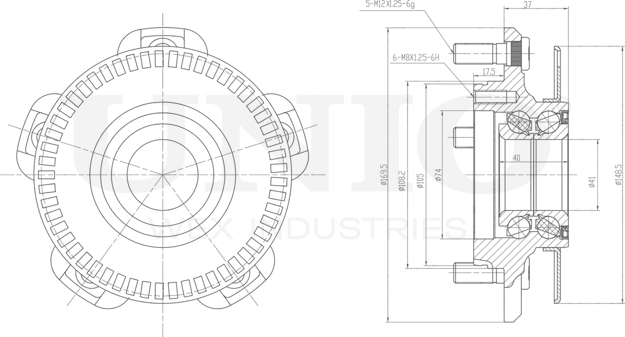 Ступица колеса с интегрированным подшипником (Unio). Артикул HUB-20141
