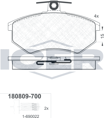 Тормозные колодки Icer передние для Audi 90 I (B2) 1984-1987. Артикул 180809-700