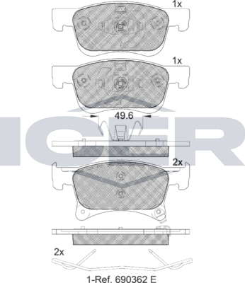 Тормозные колодки Icer для Opel Corsa E 2014-2019. Артикул 182221