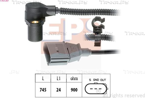Датчик положения коленвала EPS Made in Italy - OE Equivalent для Skoda Superb I 2001-2008. Артикул 1.953.267