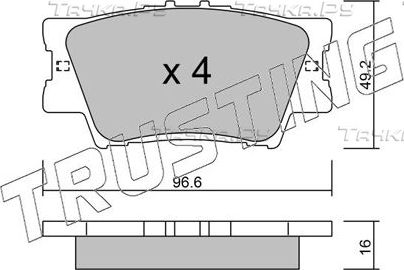 Тормозные колодки Trusting задние для Toyota Camry 40 (V40, XV40) 2006-2014. Артикул 765.0