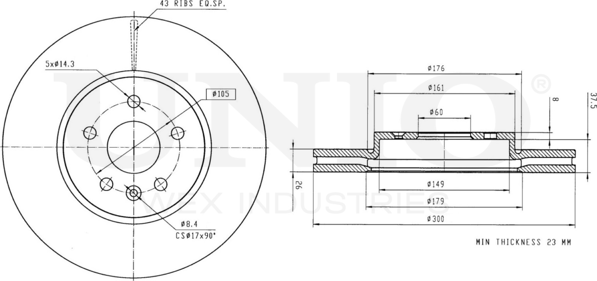 Диск тормозной (Unio). Артикул BRD-20274