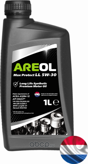 Масло моторное Max Protect LL ACEA A3/B4, API SN/CF 5W30 синтетическое 1л (Areol) Areol. Артикул 5W30AR012