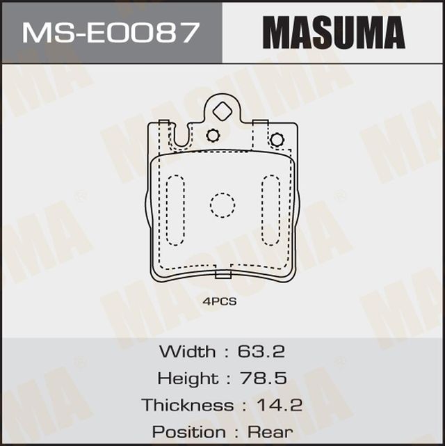 Тормозные колодки Masuma. Артикул MS-E0087