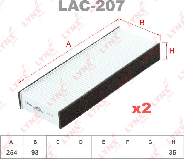 Салонный фильтр LYNXauto для Nissan Maxima A33 2000-2003. Артикул LAC-207