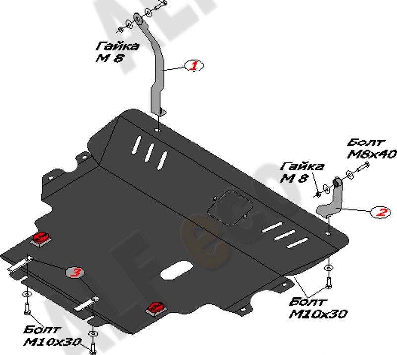Защита алюминиевая Alfeco для картера и КПП Mazda 5 II 2005-2010. Артикул ALF.13.03al