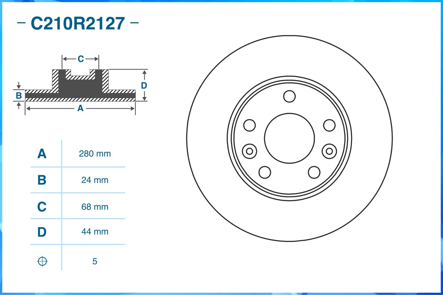 Диск тормозной передний (Cworks). Артикул C210R2127