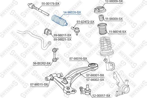 Пыльник рулевой рейки Stellox. Артикул 14-98028-SX