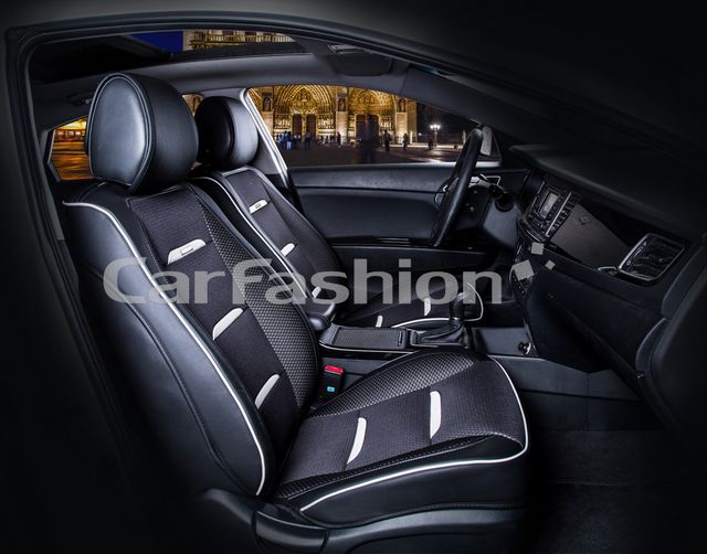 Накидки универсальные CarFashion Business на передние сидения авто, цвет Черный/Черный/Белый. Артикул 21446