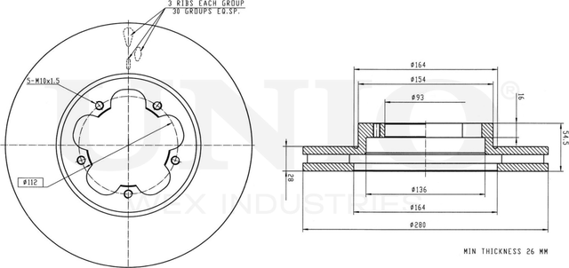 Диск тормозной (Unio). Артикул BRD-20159