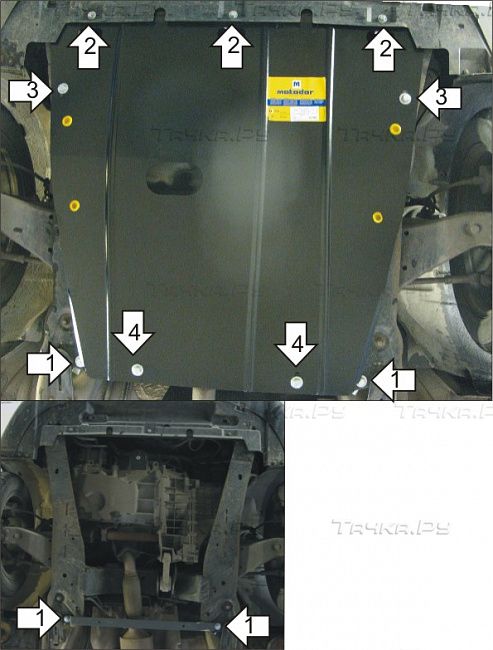 Защита Мотодор для картера, КПП Ford Mondeo III 2001-2007. Артикул 00709